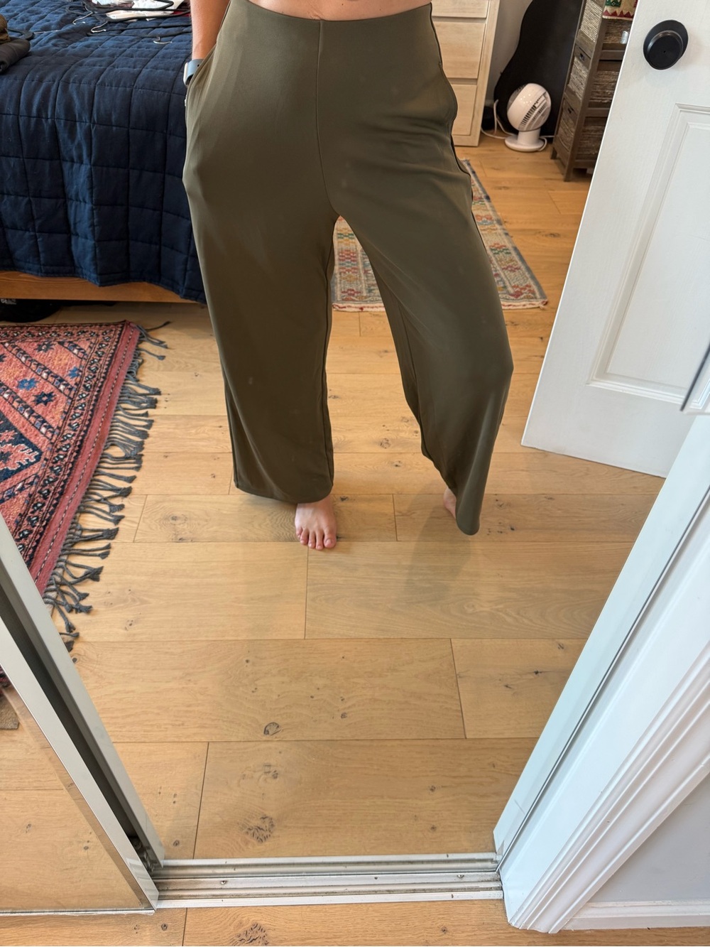 Olive Wide-Leg Women’s crepe Lycra uniqlo Pants